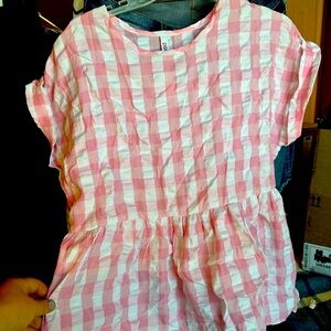 Pink and white blouse